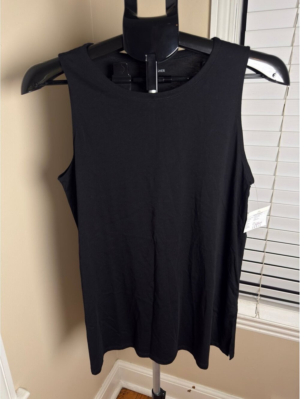 Eileen Fisher Organic Cotton Jersey Sleeveless Tank Top Black XS Photoshoot Samp